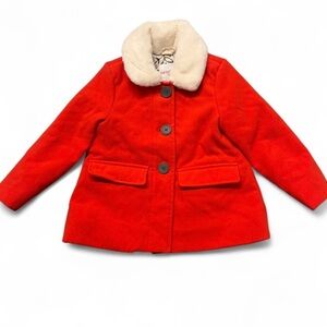 Toddler Girls Red Peacoat Faux Fur Collar Size 3T